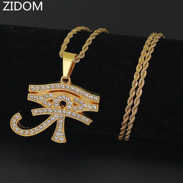 

men hip hop iced out bling eye of horus pendant necklaces male vintage necklace fashion hiphop jewelry gifts drop shipping, Silver