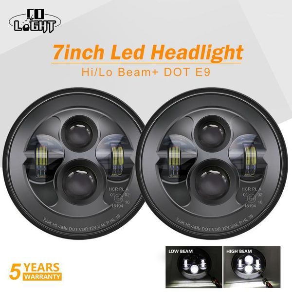 

co light 7inch motorcycle headlamp e9 dot e-mark led headlight for offroad lada 4x4 niva uaz h4 hi low beam 50w 30w 12v 24v1