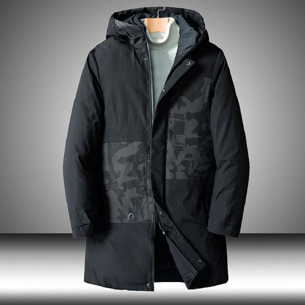 

men's down & parkas winter jacket men parka warm coats 2021 casual hoody thick jackets medium-long snowjacket male camo outdoor windbre, Black