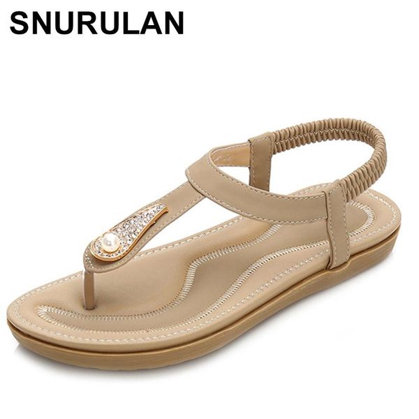 

snurulan 2021 new women full bohemian sandals sandals women shoes beaded rhinestone slippers beach casual shoes, Black