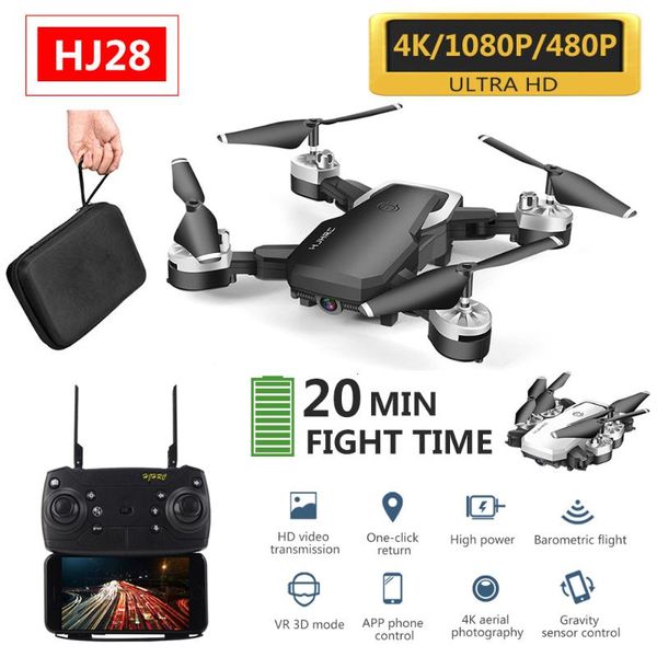 

drones hj28 drone long flight time 4k profesional wide angle camera wifi fpv quadcopter height keep with hd