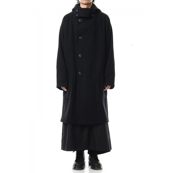 

2021 new s-6xl men's wool coats are large long in hood. gnnd, Black