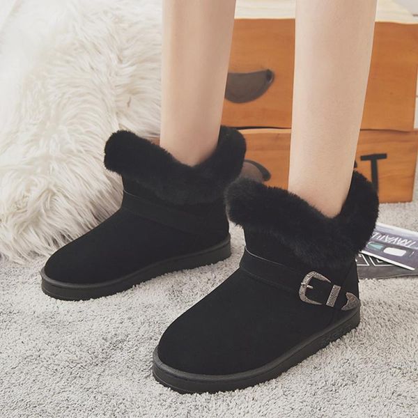 

women snow boots slip on platform flock ankle boots for women warm plush winter woman shoes black botas mujer 2020