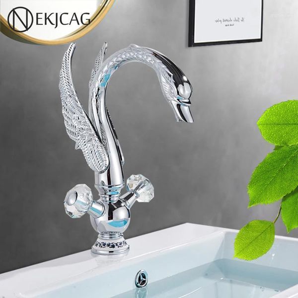 

bathroom sink faucets nekjcag dragon shape fashion basin faucet gentle effluent double handle crystal handwheel and cold water mixer taps1