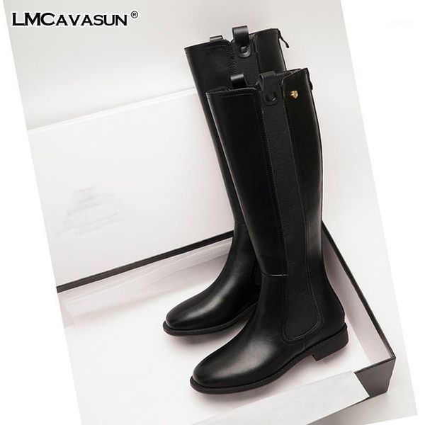 

lmcavasun leather women knee high boots fashion low heels female night club shoes woman new big size boots1, Black