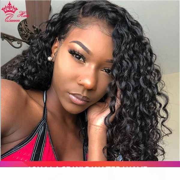 

queen hair brazilian water wave wig 13*6 lace front human hair wigs pre plucked natural hairline 150% 180% high radio virgin hair wigs, Black;brown