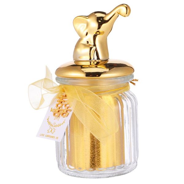 

1pc wedding glass candy box hand gift animal ceramic jar display jar (golden