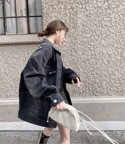 

2020 trend cost fashion back rhinestone rhinestone letters denim jacket men and women same style autumn and winter loose jacket, Black;brown