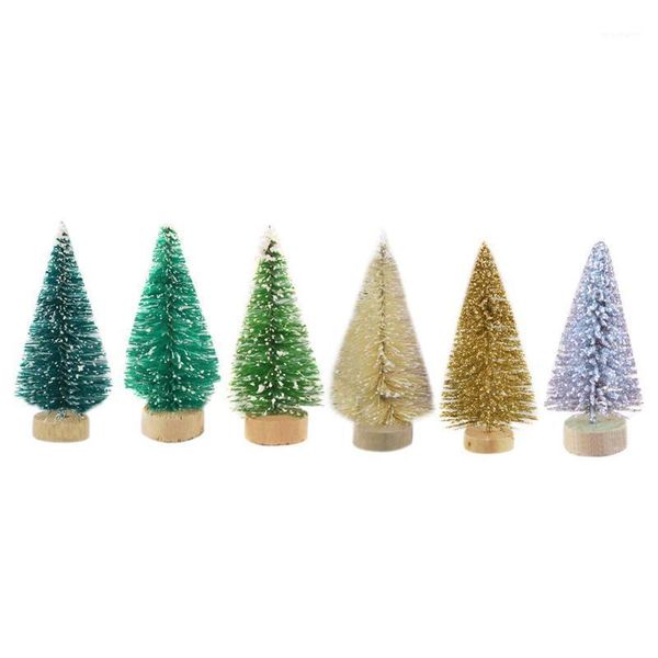 

christmas decorations 12pcs mini tree sisal silk cedar decoration small gold silver blue green white mini1