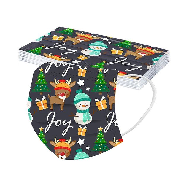 

2021 latest loop industrial-3ply 10pcs christmas face printing ear children disposable anti-dust smog earloop breathable gauze mask new