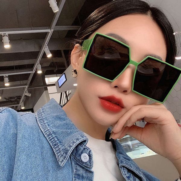 

sunglasses super women's large frame green big face show thin net red street p show face small glasses holiday anti ultraviolet, White;black