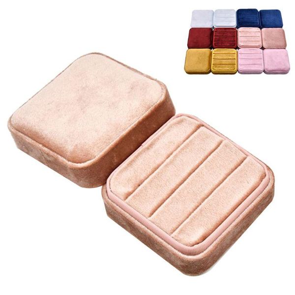 

velvet ring box square jewelry box valentine's day ring with detachable lid, Pink;blue