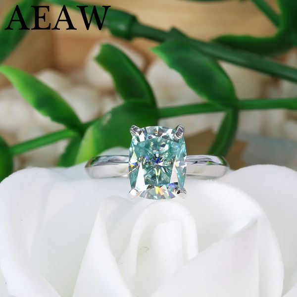 

green blue cushion cut moissanite centre stone 3ct 2ct moissanite engagement ring silver 201006, Golden;silver