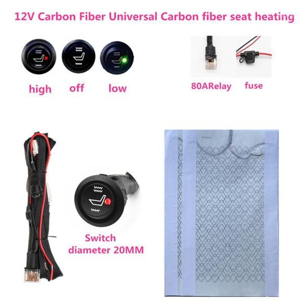 

12v universal carbon fiber seat heating heater pad car heater round switch heated seat cover warm support autumn winter1
