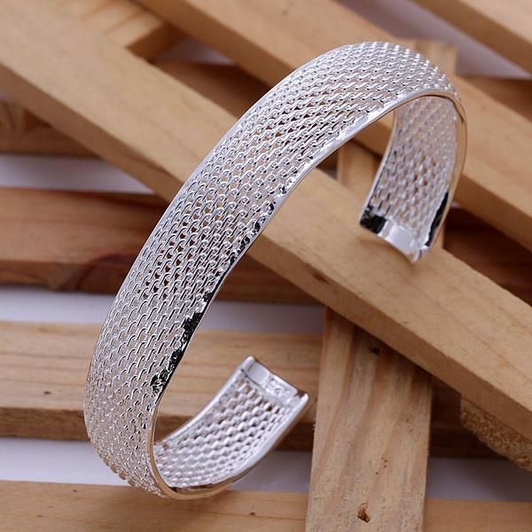 

new simple silver color jewelry fashion classic refined luxury women small packet side net bracelet h sqchau, Black