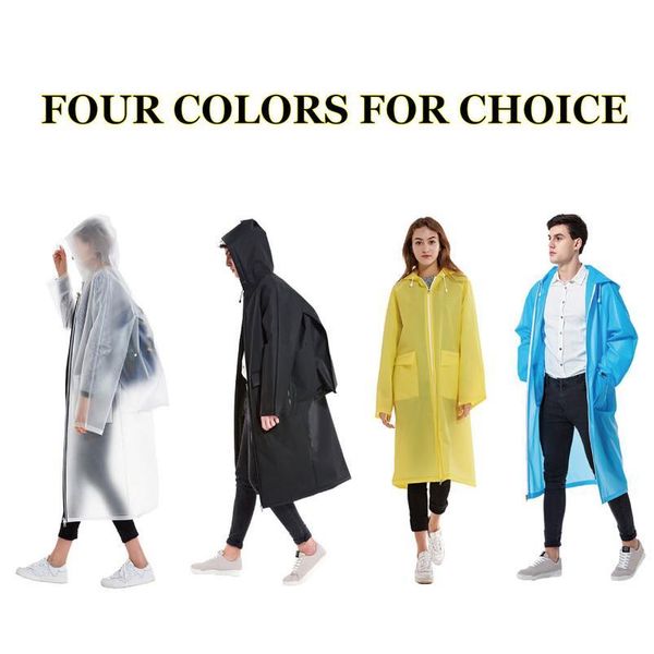 

four colors waterproof plastic eva zipper long men women raincoat hooded ladies backpack pocket rainwe jlljvm