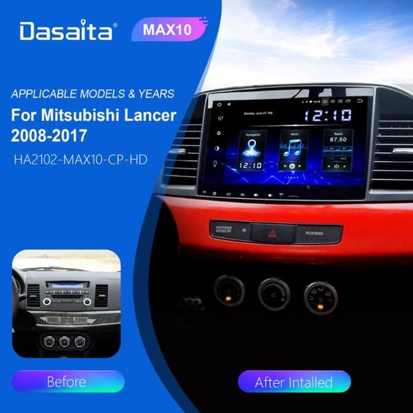 

dasaita android 10.0 car stereo 10.2" hd screen tda7850 for mitsubishi lancer 10 evo radio 1 din gps navigation bluetooth 5.0 car dvd