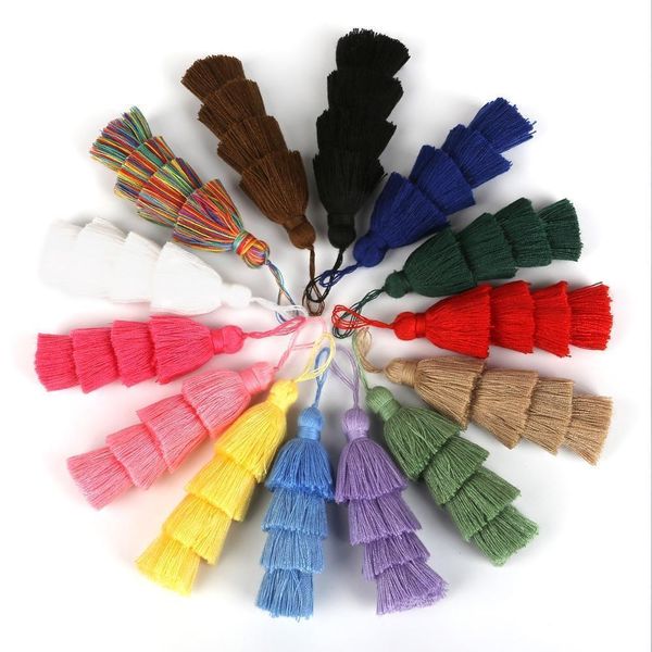 

1pc 4 layers polyester cotton tassel trim 8cm silk tassels for home wedding decoration diy sewing curtains accessories h bbygjl