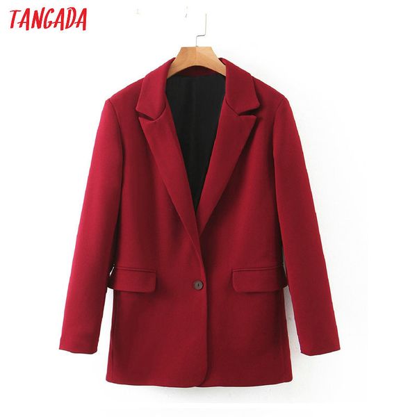 

tangada women vintage solid wine red blazer female long sleeve elegant jacket ladies work wear blazer formal suits sl277 c1008, White;black