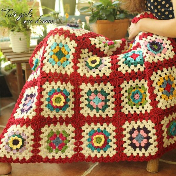 

table cloth diy handmade crochet mats hand runner fashion wool sofa blanket shawl pastoral stereo tapestry1