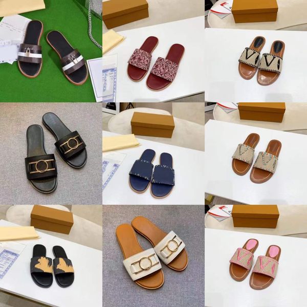 

lock it sandals women summer lady beach slippers leather flat slides luxury designer outdoor shoes, Black