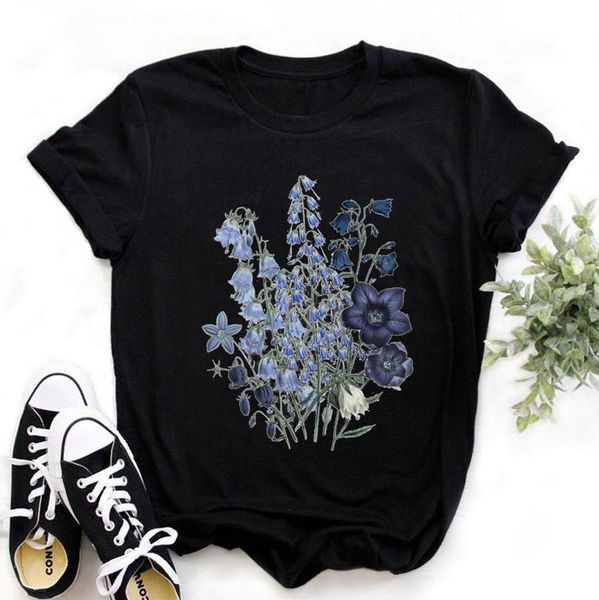

women flower lady fashion short sleeve aesthetic t-shirt girl summer graphic female ladies 90s harajuku clthes,drop ship, White