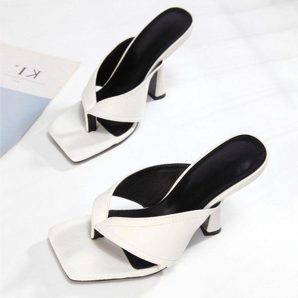 

sandals leopard land fashion women's summer flip flops all-matching mid heel cool design large size shoes cgb, Black