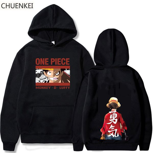 

japan anime one piece luffy hoodies men casual homme harajuku pullover male cartoon clothes autumn winter men pullover 1020, Black