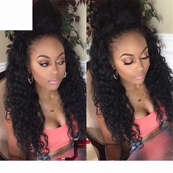 

lace front wig human hair 10 - 26 inch kinky curly natural black peruvian hair lace front & full lace wig with baby hair, Black;brown