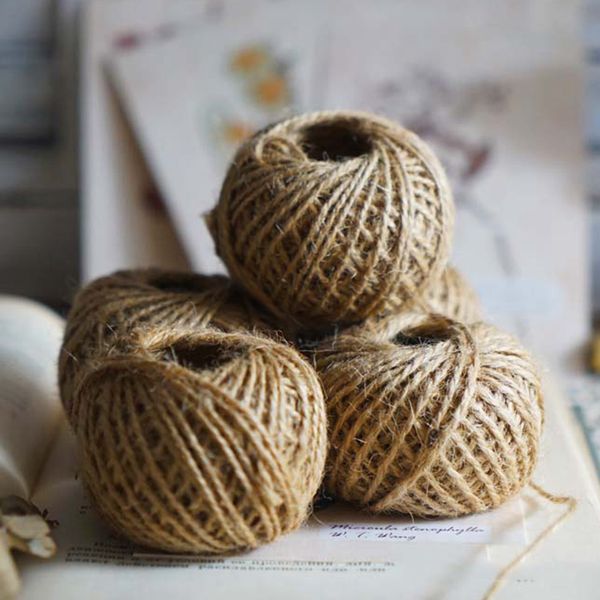 

30m natural burlap hessian jute twine cord hemp rope string gift packing strings christmas event & party supplies