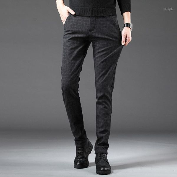 

new arrival spring style men boutique brushed casual pants solid slim straight men's leisure trousers29-401, Black