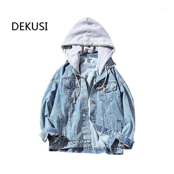

dekusi tide denim jacket men hoodie man loose hip hop cowboy clothes masculina clothing outerwear autumn winter coat1, Black;brown