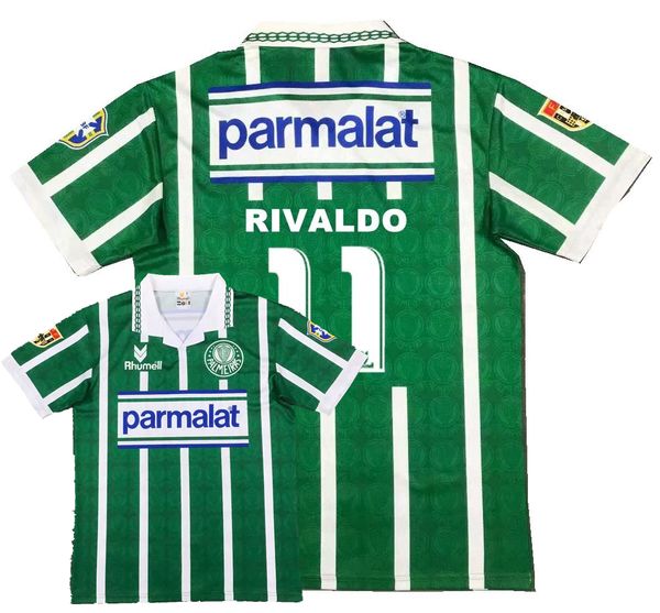 

retro classic 1993 1994 palmeiras soccer jerseys evair rivaldo zinho retro football shirt s-2xl, Black;yellow