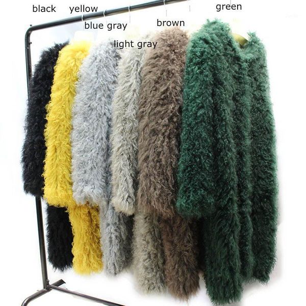

knitted genuine lamb fur jacket winter women coats sheepskin real fur coats oversize outerwear natural long female clothing1, Black