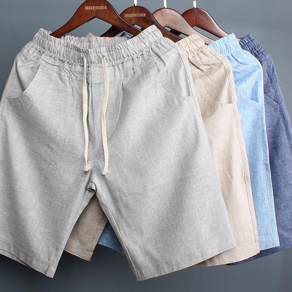 

men's shorts plus size men casual summer linen exercise loose with pockets fashion pantalon corto mens half pants xx60ms, White;black