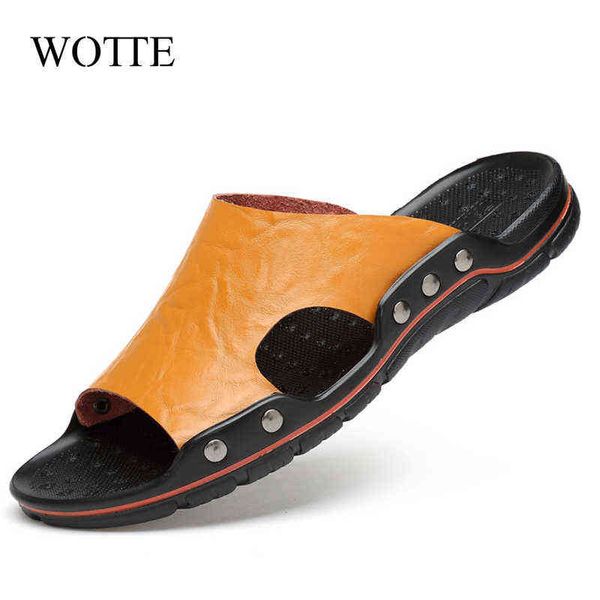 Chinelos Wotte Summer Chinelos Cool Mens Moda Beach Shoes Homens Flip Flops Casuais Sandálias Masculinas Desligamento Ao Ar Livre Sapatos Grandes 47 48 220308