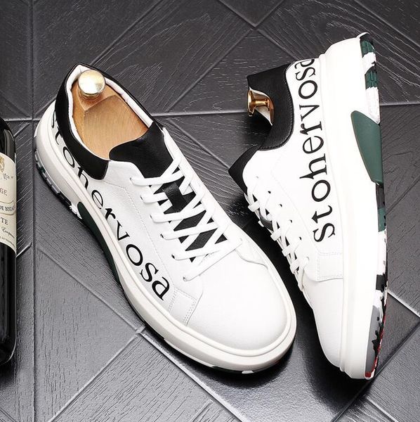 

european station men's shoes, thick-soled, increased casual shoes, white loafers, youth sports all-match men's sneakers, Black