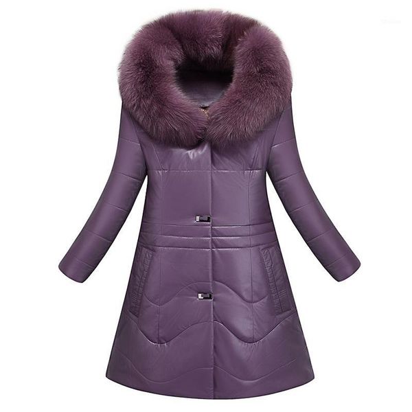 

women's down & parkas winter faux sheepskin jacket l-8xl women elegant fur collar thicken parka camel-padded coat female black leather
