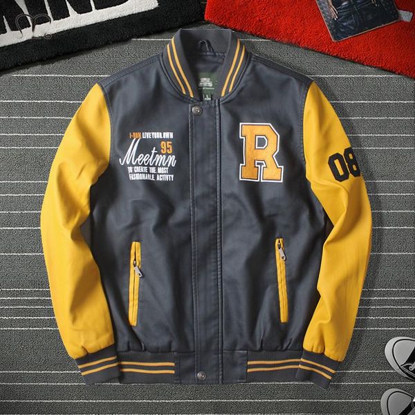 

men's pu leather jacket autumn winter motorcycle biker coat mens clothing warm casual leather jackets male bomber windbreaker, Black