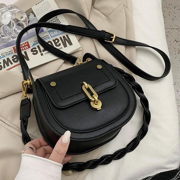 

pu leather saddle bags for women 2021 fashion shoulder simple bag lady solid color solid handbags mini cross body bags