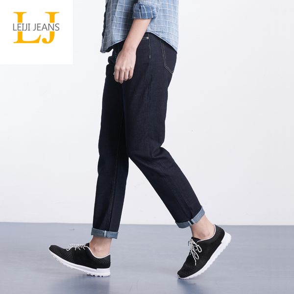 

leijijeans plus size s-6xl prublish blue washed boyfriend denim mid waist full length loose women boyfriend blue women jeans 1017