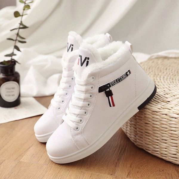 

2019 winter boots women ankle boots warm pu plush winter woman shoes sneakers flats lace up ladies shoes women short snow #w23d, Black