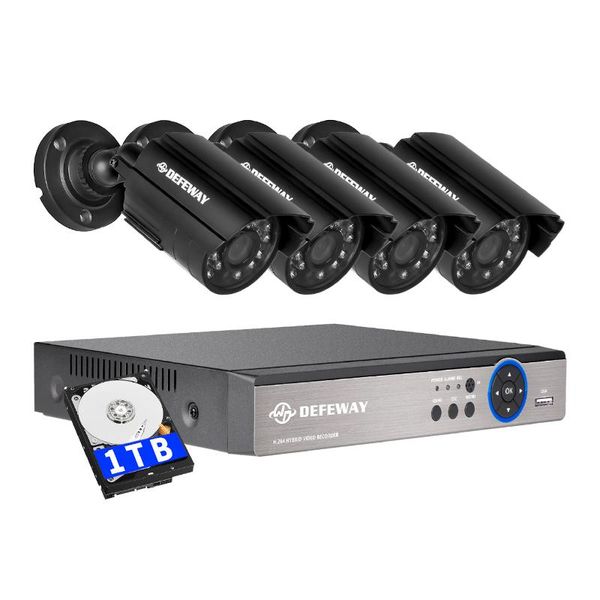 

wireless camera kits defeway 8ch dvr 720p security cctv system video recorder 4pcs 1200tvl home waterproof night vision 1tb hdd