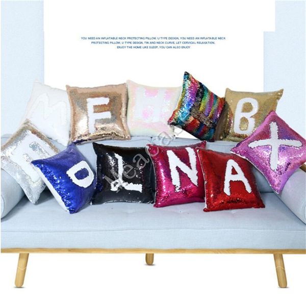 

blank sublimation pillow case reversible sequins sofa throw cushion cover thermal heat transfer print home sofa pillow case covers f102401, Blue