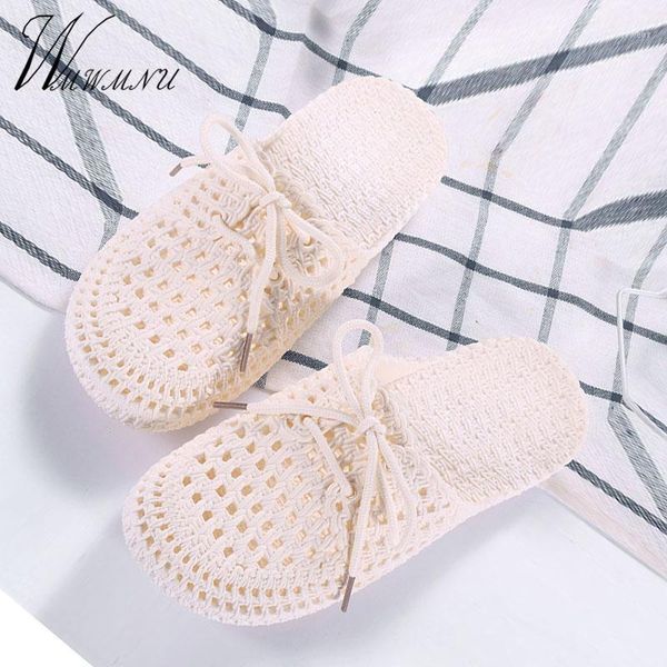 

women home slippers non-slip lace up breathable hole flat hollow out jelly slides summer beach sandals casual lightweight shoes1, Black