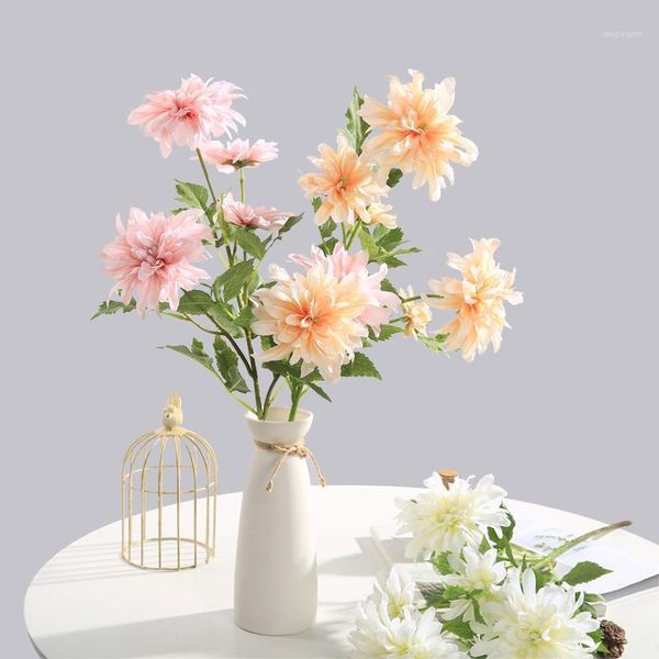 

chencheng 64 cm 3 heads artificial flowers dahlia fake flower silk peony wedding flower party home fall decor1