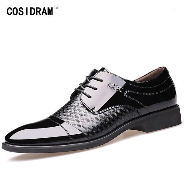 

cosidram pu leather oxfords formal shoes for male luxury 2020 spring business wedding shoes pointed toe men dress brm-9381, Black