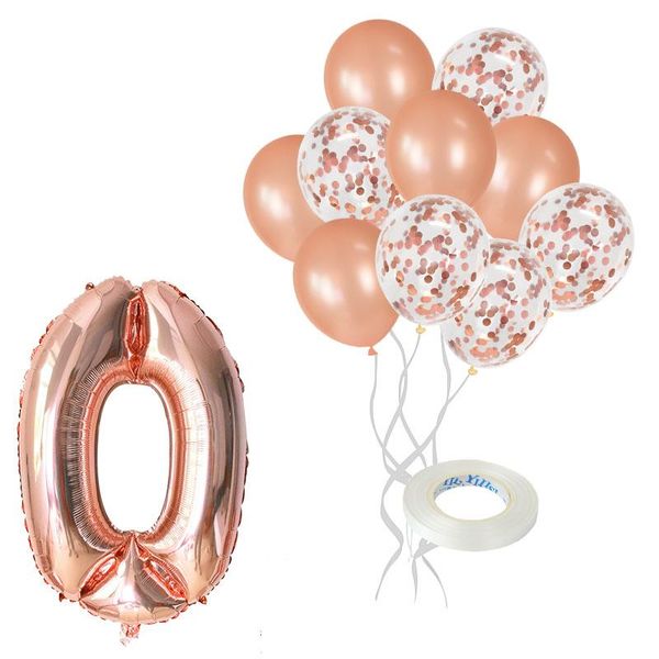 

12pcs/lot rose gold number foil balloons happy birthday balloons baby shower kids 1st birthday party decorations number balloons wmtfrw