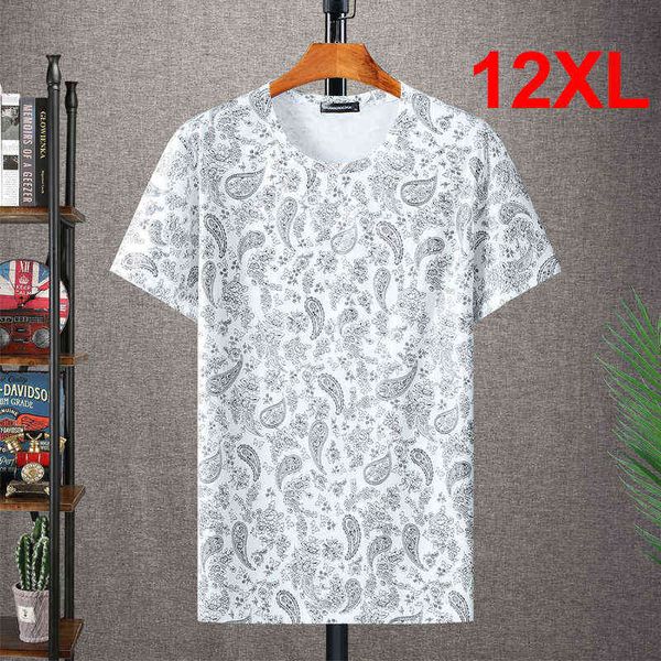 12XL 10XL T Shirt Erkekler 2021 Yaz Kısa Kollu Tshirt Bandana Desen Streetwear Moda Baggy Tees Tops Artı Boyutu 12XL HA101 G1229