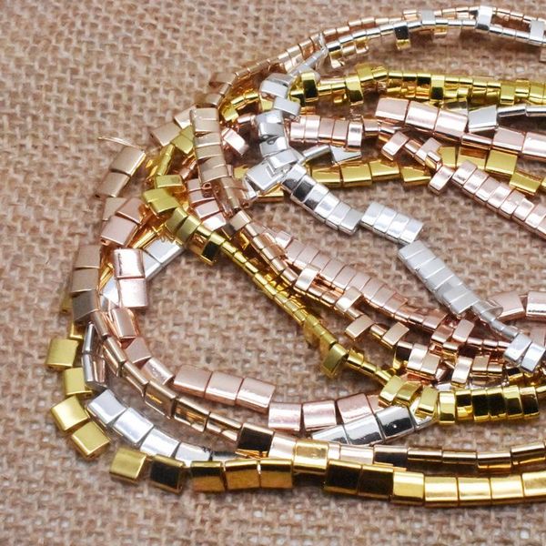 

5*5mm 5*2mm two holes natural stone hematite beads square spacer beads for jewelry making diy bracelets pulseira masculina 15" bbyhmj